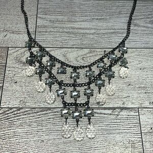 Crystal Black Chain Bib necklace